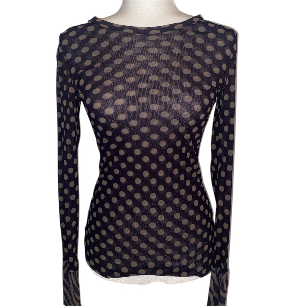 Sheer Polka Dot Double Layer Mesh Top